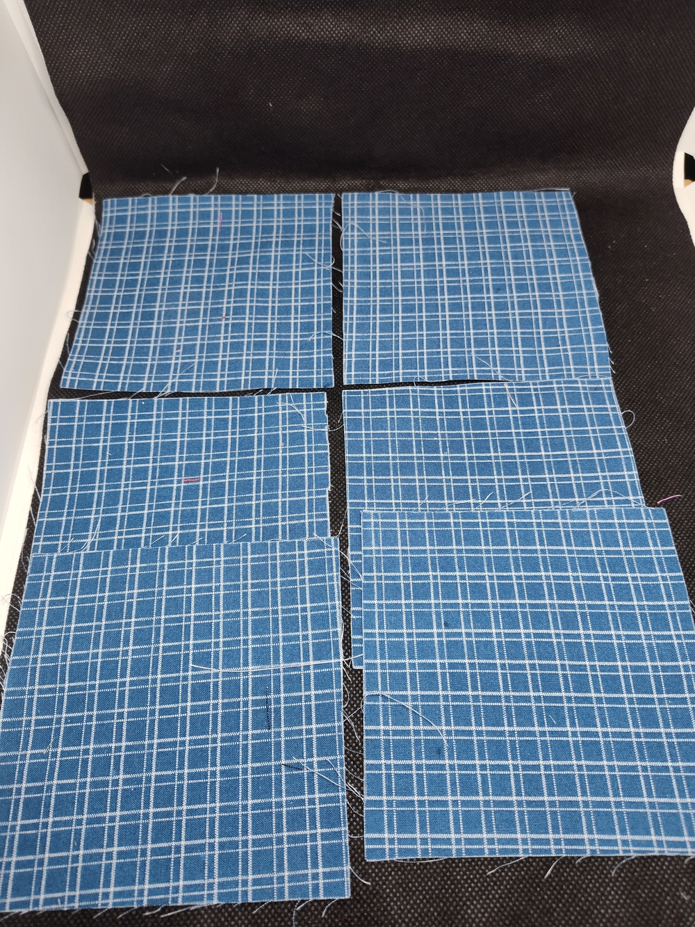 6 4.50 INCH Cotton Fabric SQUARES  Blue Plaid